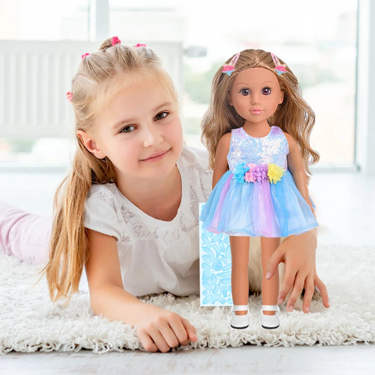 18 Inch Realistic Silicone Vinyl Reborn Girls Doll Dress Set