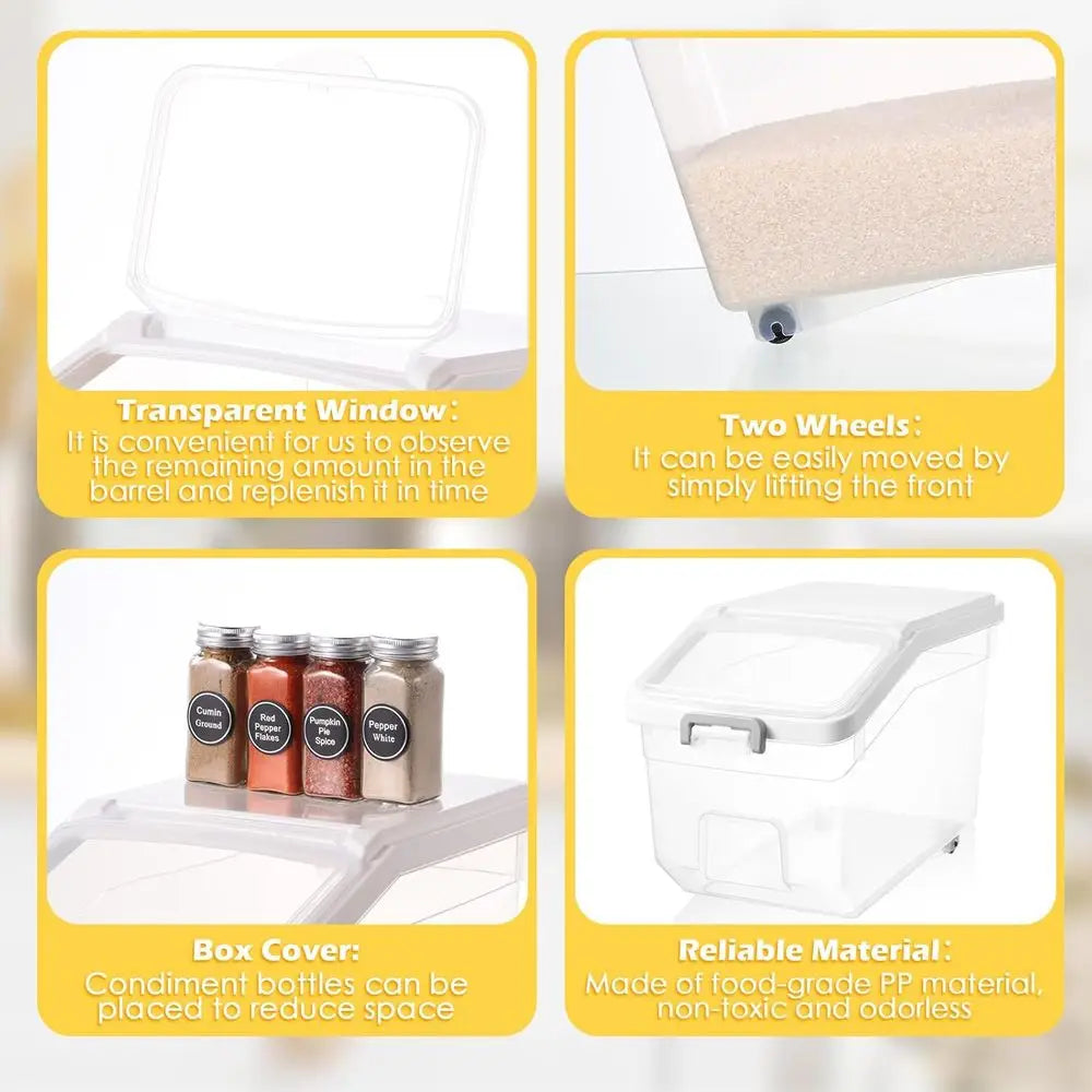 4 Pack Airtight Rice And Flour Storage Containers With Measuring Cup 22 Lb