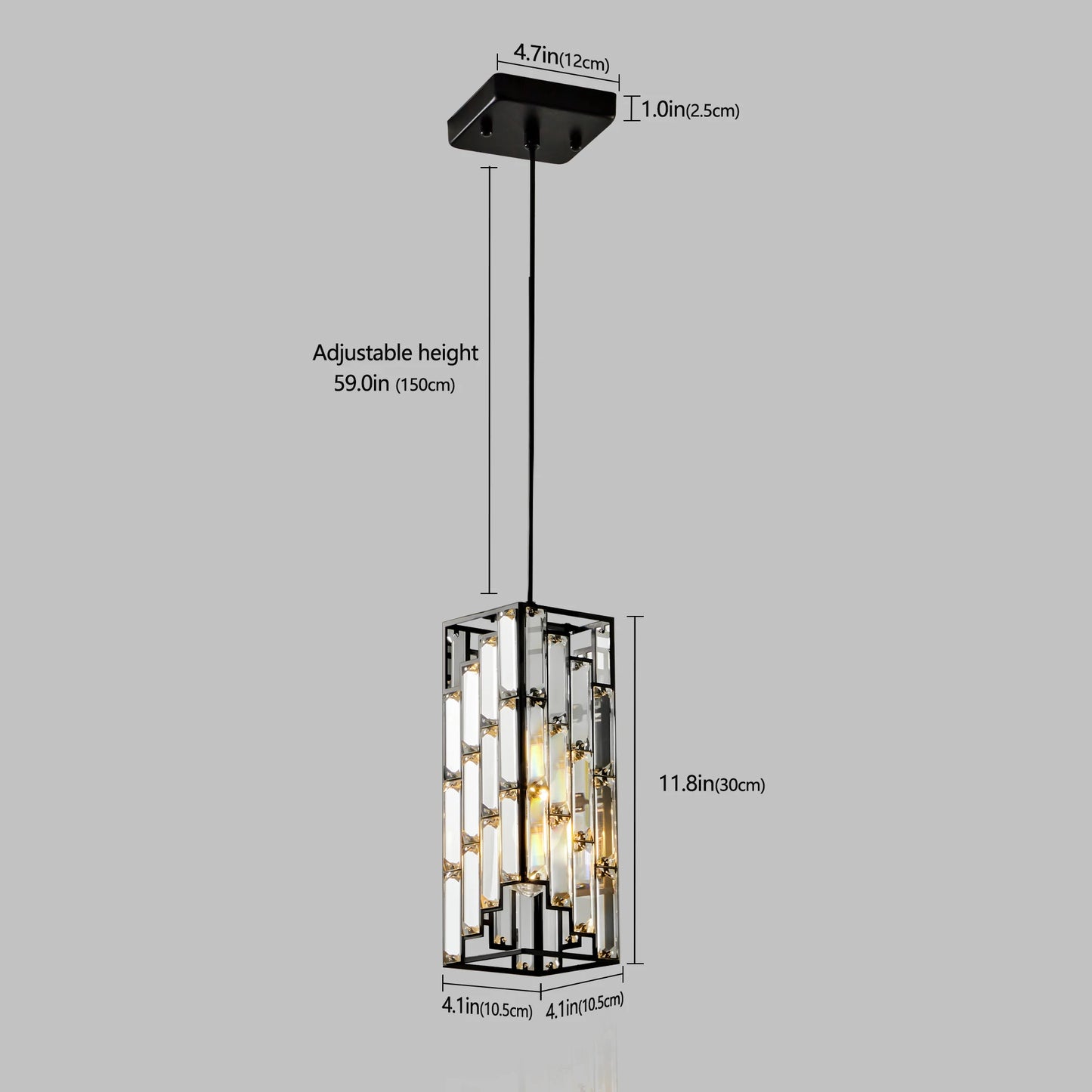 Arlgsit Modern Luxury Crystal Pendant Light 3 Pack Adjustable Hanging Ceiling Lamp Black Finish
