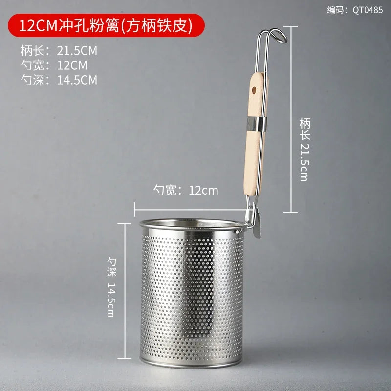 Stainless Steel Colander With Wooden Handle Mesh Strainer