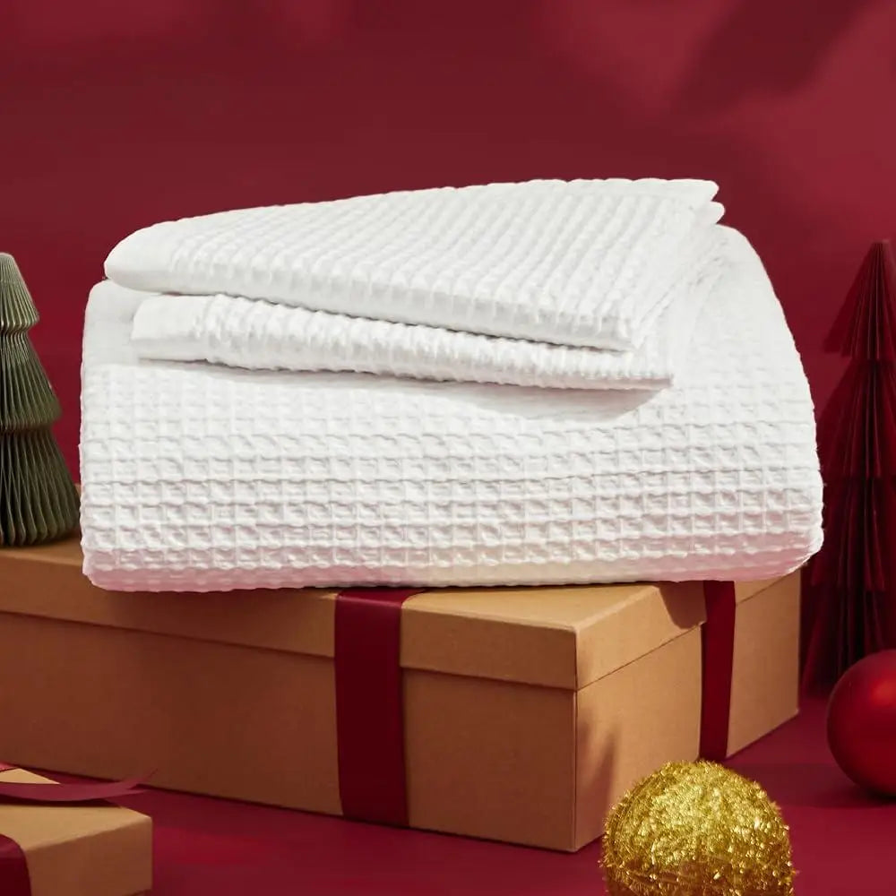 100 Cotton Waffle Duvet Cover Set Queen With Pillow Shams