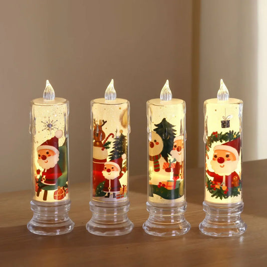 Led Light Christmas Candle Ornament Santa Snowman Gift