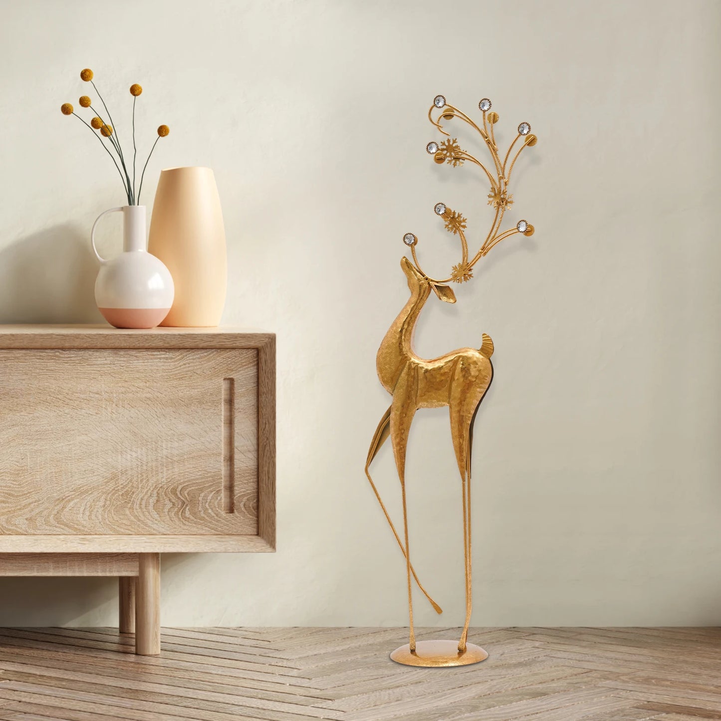 House Studio Gold Reindeer Statue Christmas Decor Indoor