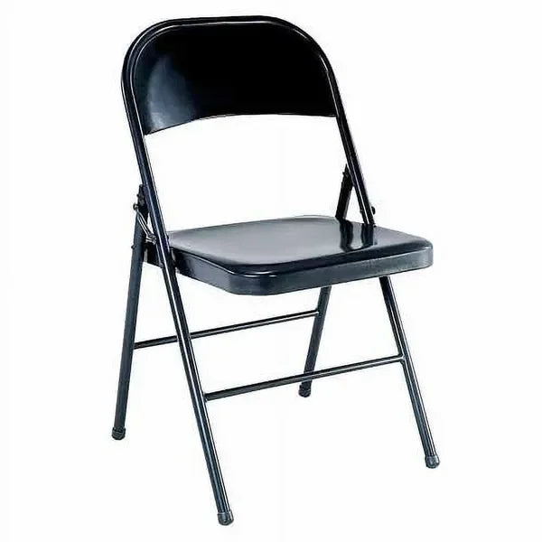 Black All Steel Folding Chair Double Braced For Heavy Duty Use