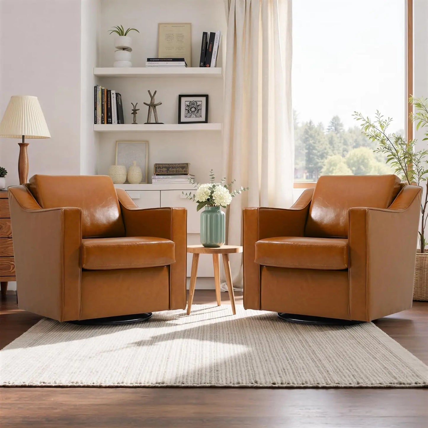 Two Seat Round Barrel Arm Chair Textile With Metal Frame And Adjustable Height