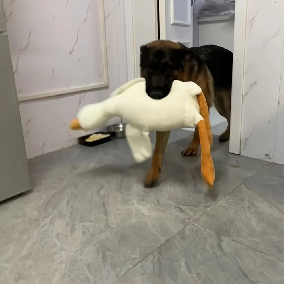 Large Plush White Duck Dog Toy Realistic Goose Design Chew And Play