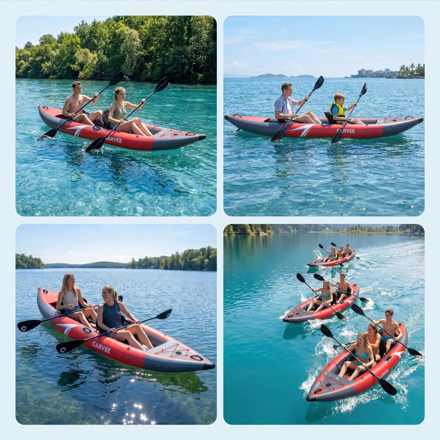 12.5FT 2 Person Inflatable Kayak Fishing Touring Boat With Seats Paddles Pump