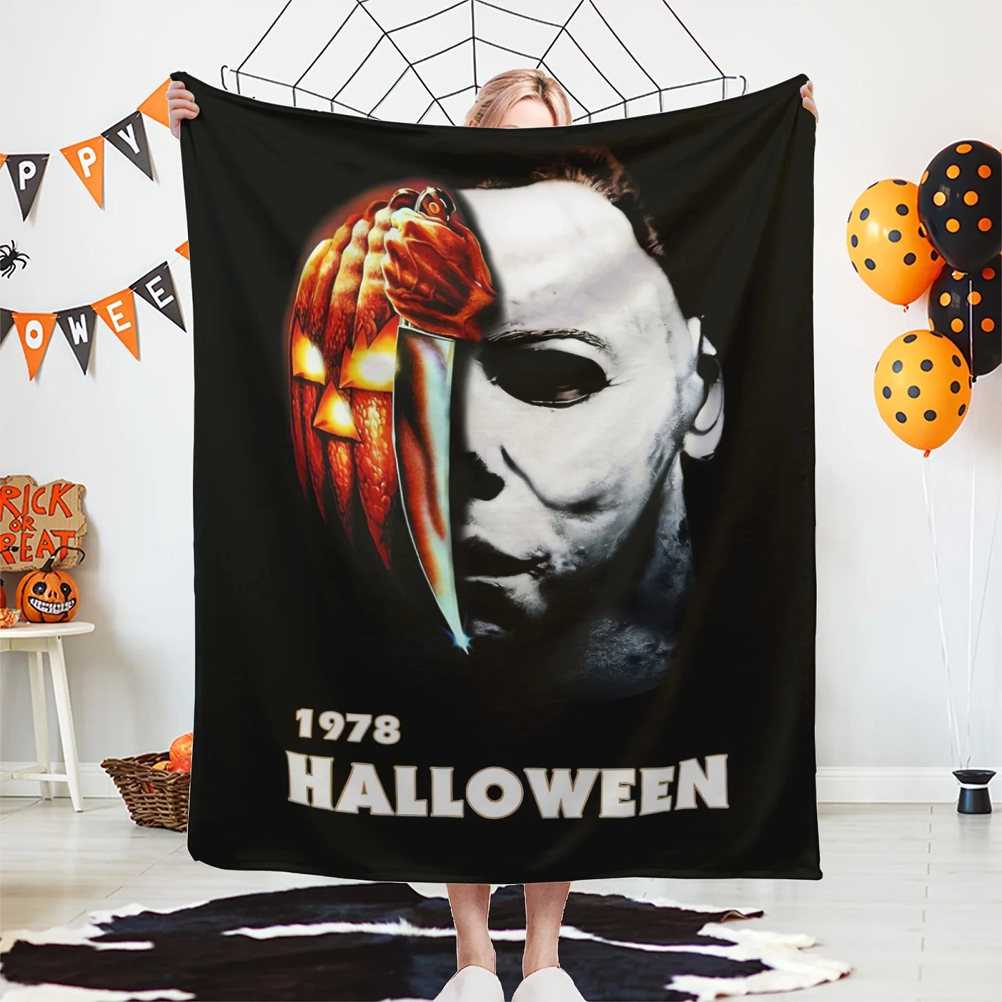 Halloween Horror Small Blanket for Sofa Travel Polyester