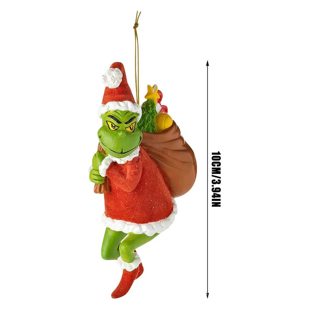 18Pcs 2D Green Monsters Christmas Tree Ornaments Pendants