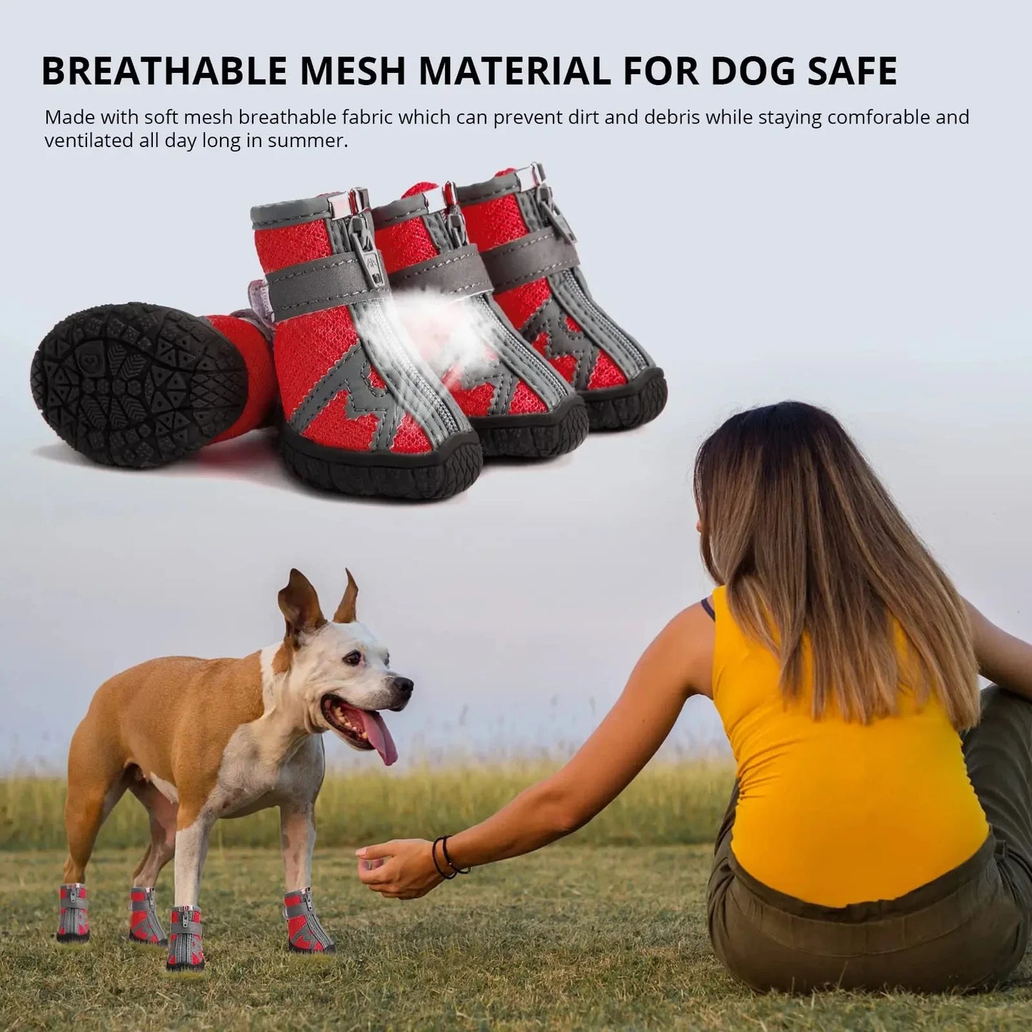 Waterproof Summer Dog Shoes 4 Pack Anti Slip Rain Booties For Small Pets