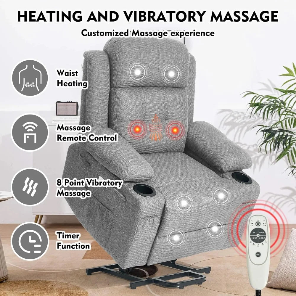 Aurora Power Lift Chair Electric Recliner With Heating And Vibrating Massage