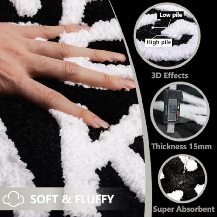 Get Naked Bath Mat Non Slip 16x24 Absorbent Black Rug