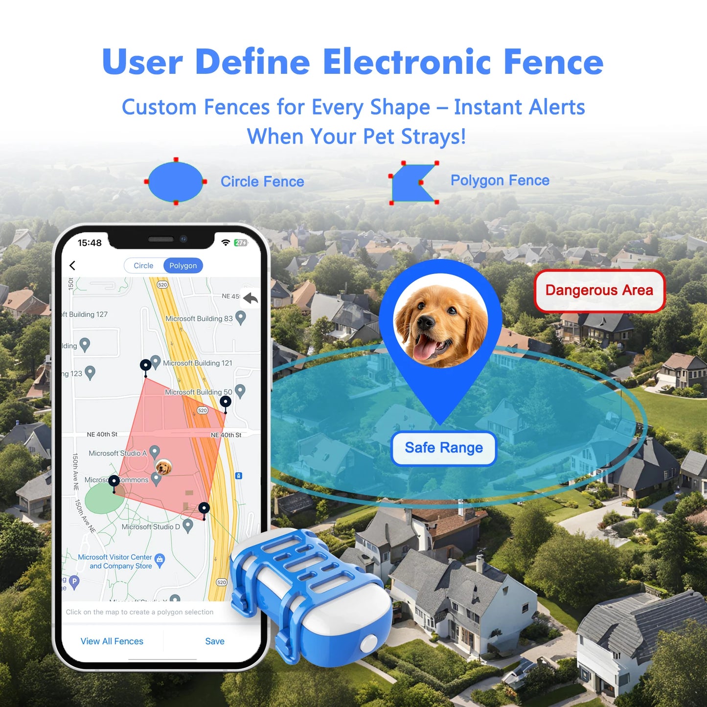 4G Dog Cat GPS Tracker Waterproof Smart Locator with App Live Tracking and Light Sound Search