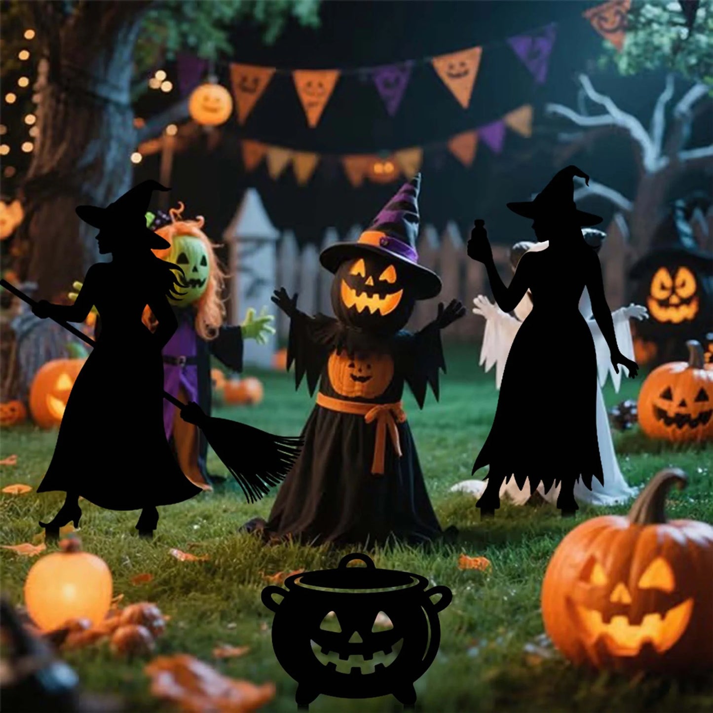 Halloween Yard Signs Metal Ghost Skeleton Tombstone Stakes