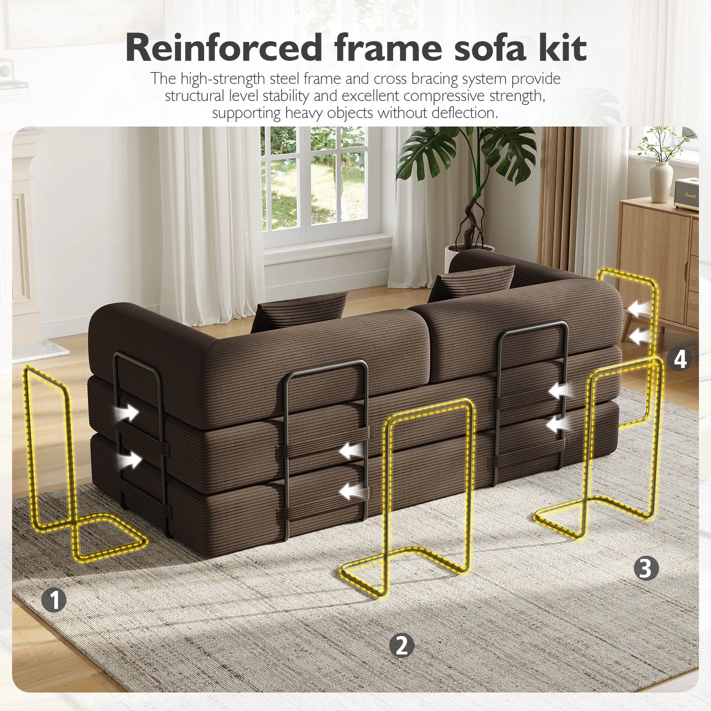 Convertible Floor Sofa Bed With Fixed Shape Frame 5 In 1 Living Room Sofa