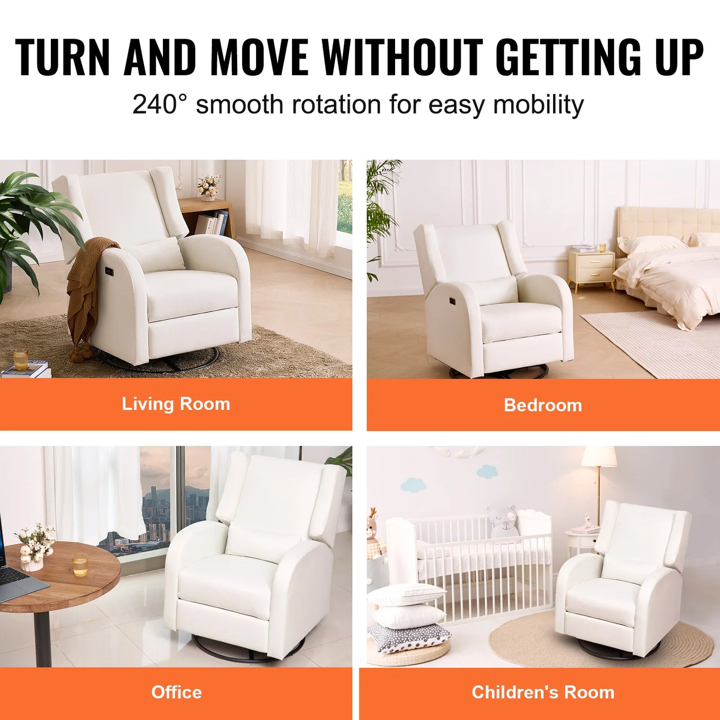 SucceBuy Electronic Power Recliner With USB Port Swivel Glider 250 Lb