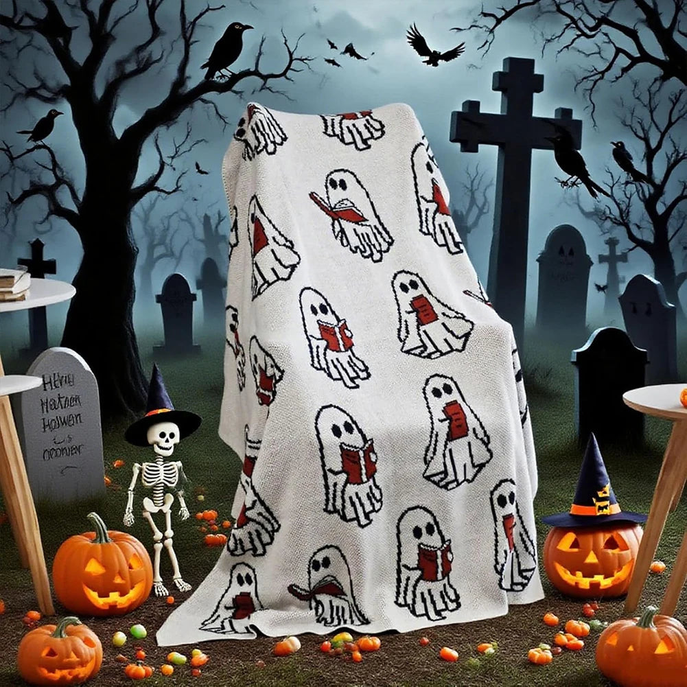 Halloween Ghost Reading Blanket 40x60 Inch Adult Sofa Throw