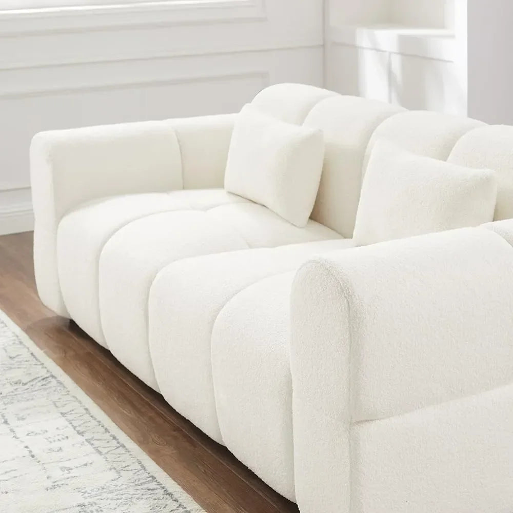 80 Inch Oversized Boucle Sofa Couch L Shaped Modern Deep Seat Living Room
