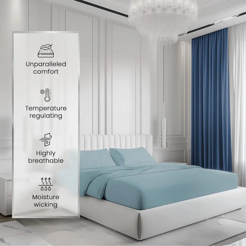 Pure Cotton King Sheet Set 1000 TC Deep Pocket No Pill