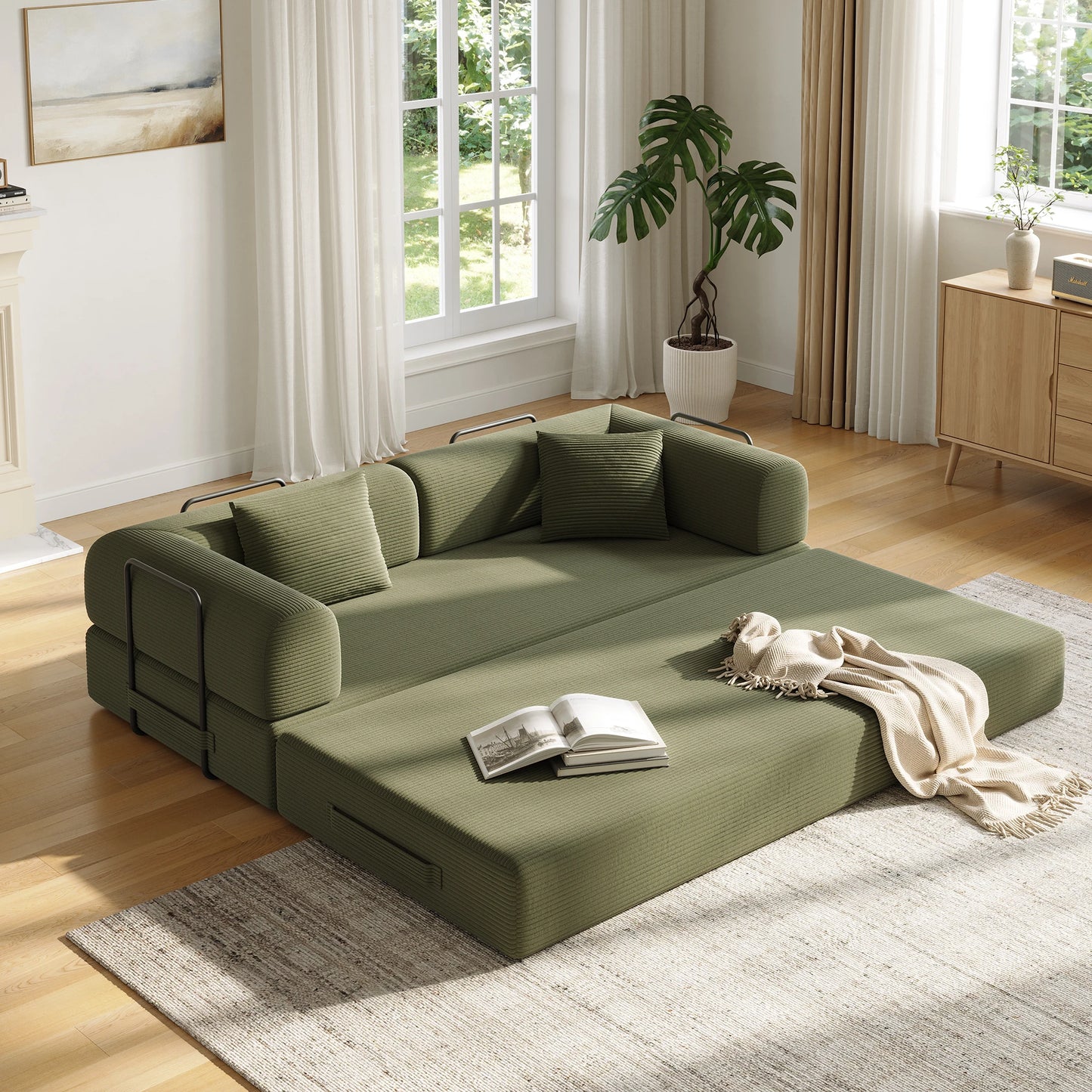 Convertible Floor Sofa Bed With Fixed Frame 5 In 1 Modular Sofa