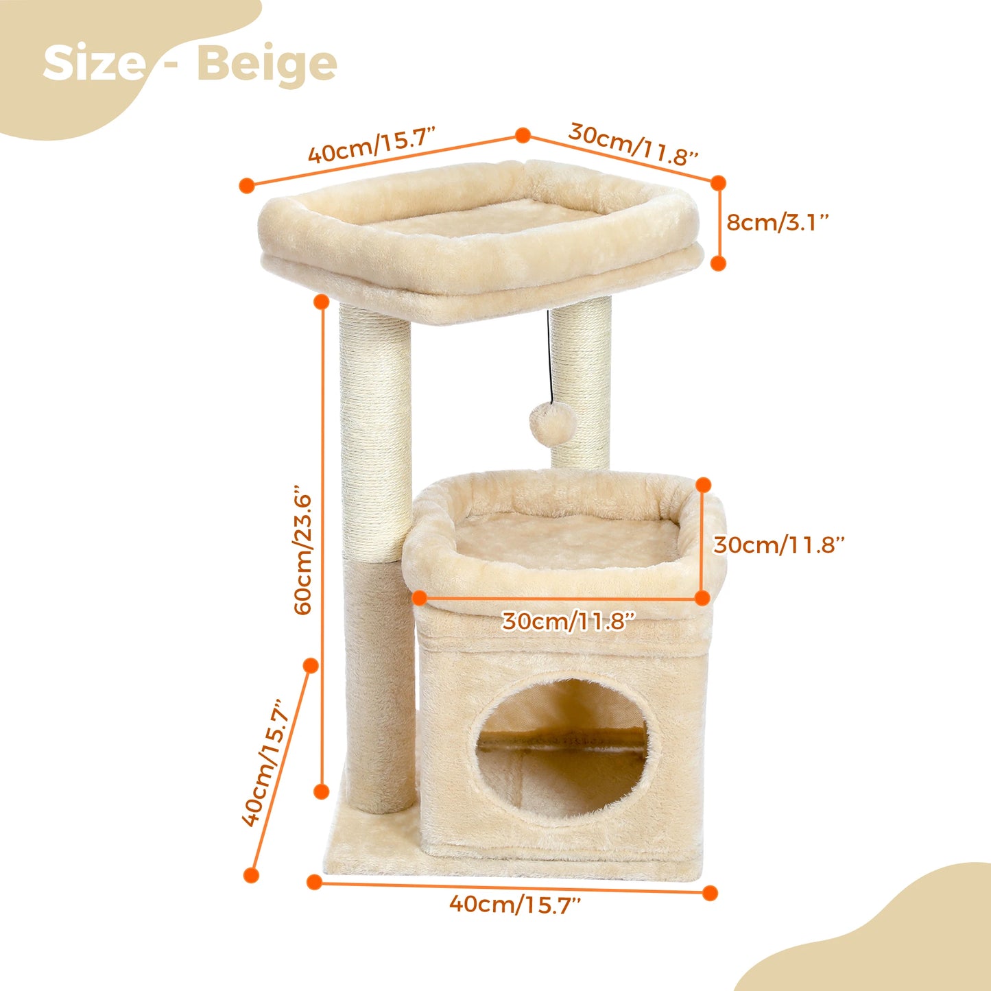 Double Tier Cat Tree Tower With Cozy Condo And Wide Perch For 1 To 2 Indoor Cats