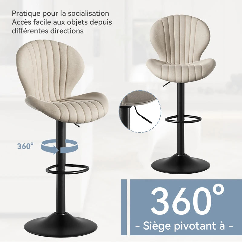2 Pack Bar Chairs 360 Rotating Leather Backrest Dining Room