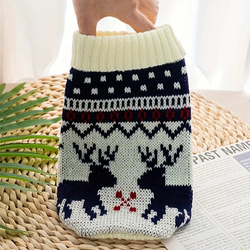 Christmas Style Knitted Wool Pet Sweater For Dogs And Cats Bichon Corgi