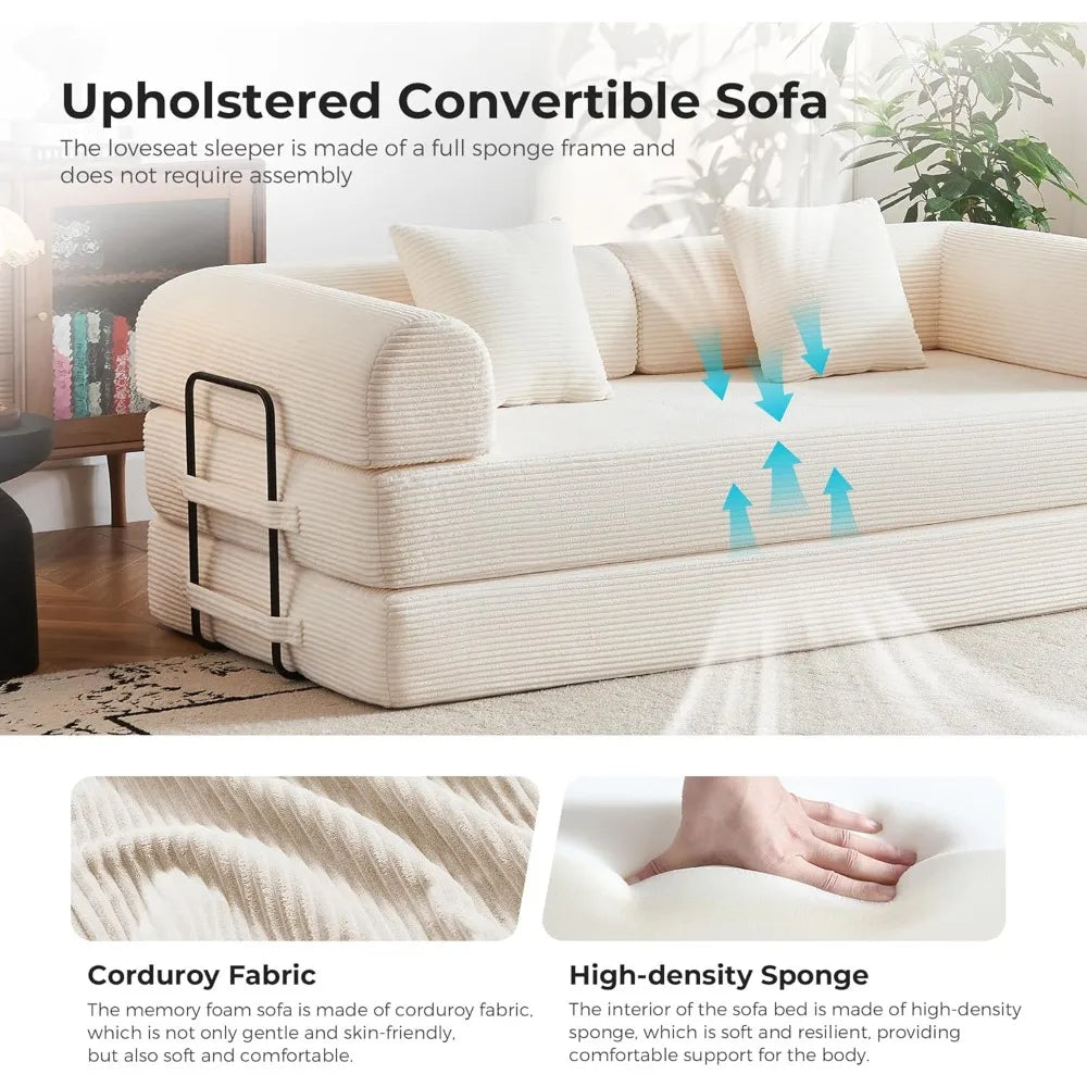 DAFIFY Corduroy 79 Inch Modular Sofa Bed With Fixed Frame