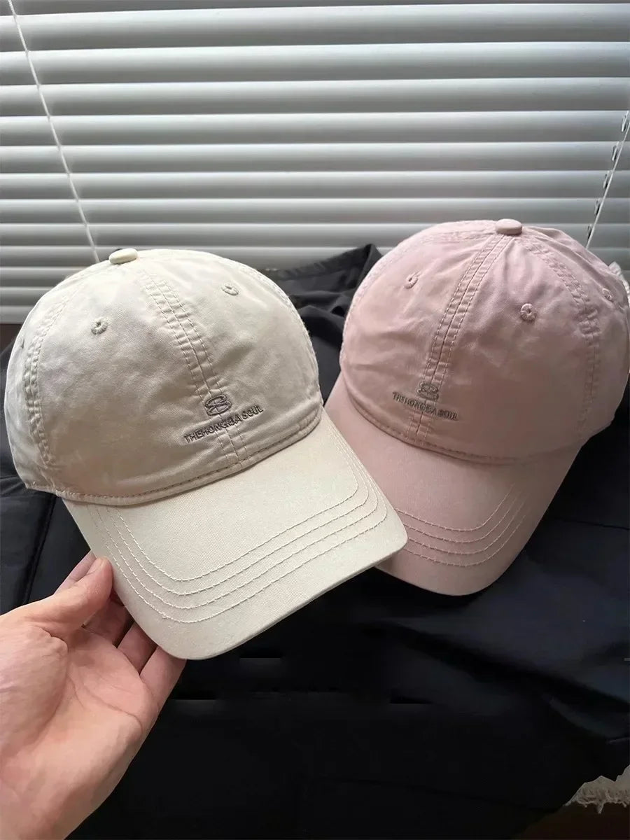 American Street Style Letter Embroidered Baseball Cap Unisex Washed Cotton Hat