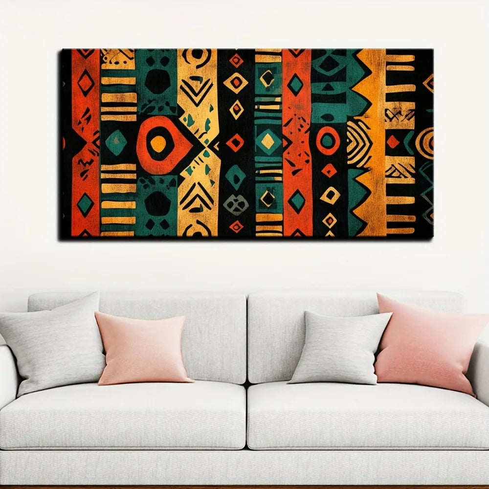 Modern Abstract African Art Canvas Painting Interior Wall Decor Pine Frame 1.5In