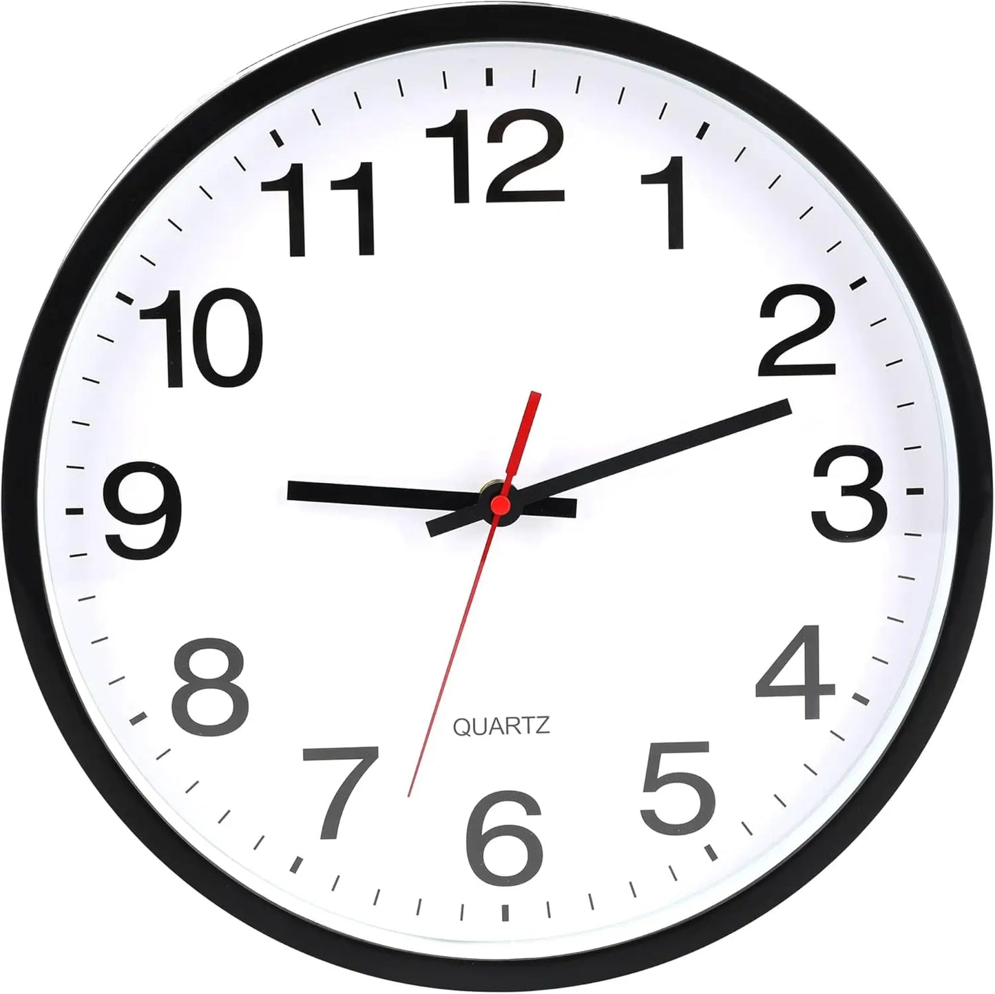 12 Inch Silent Wall Clock Battery Operated Non Ticking Black White Living Room