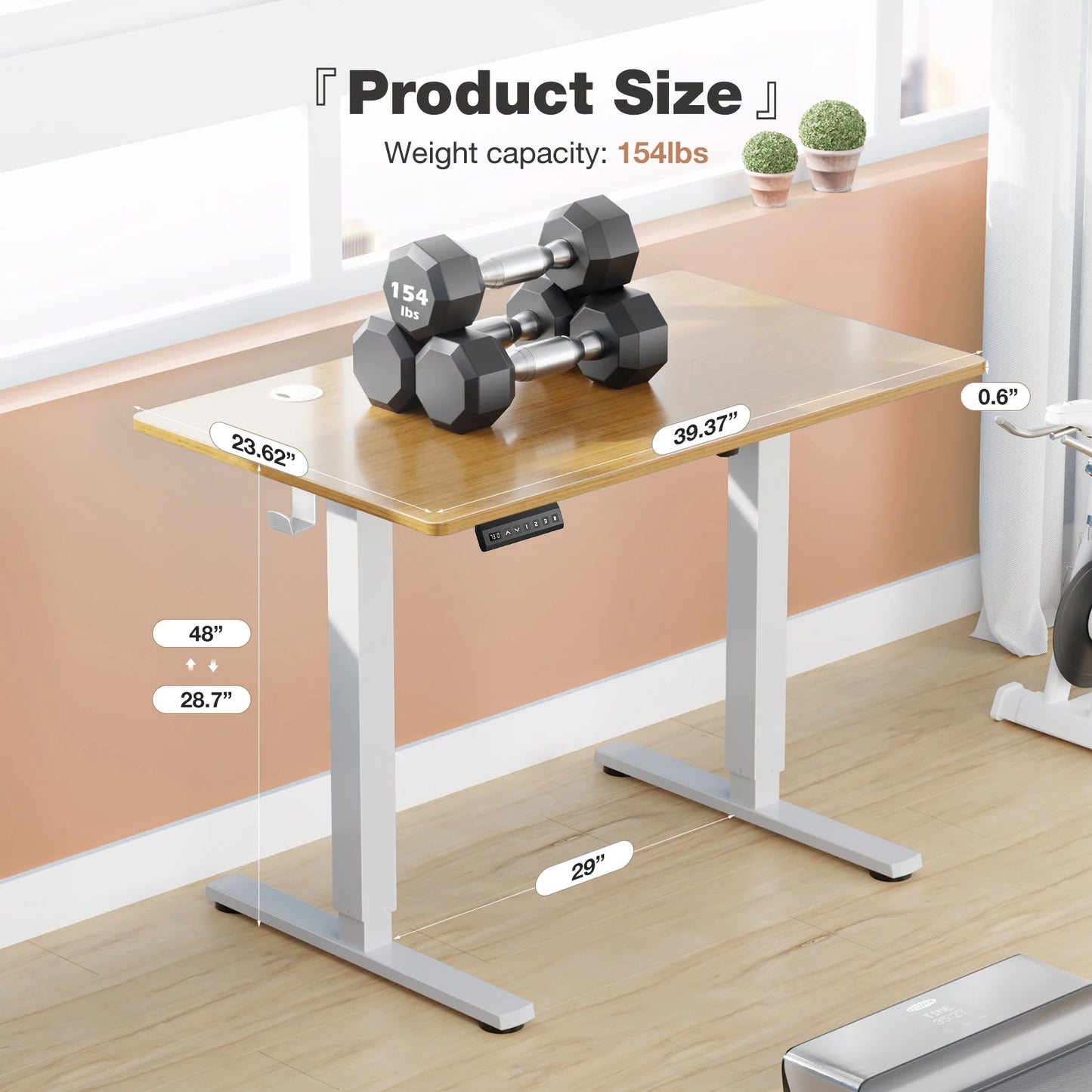 JHK Electric Standing Desk 40x24 Inch Height Adjustable