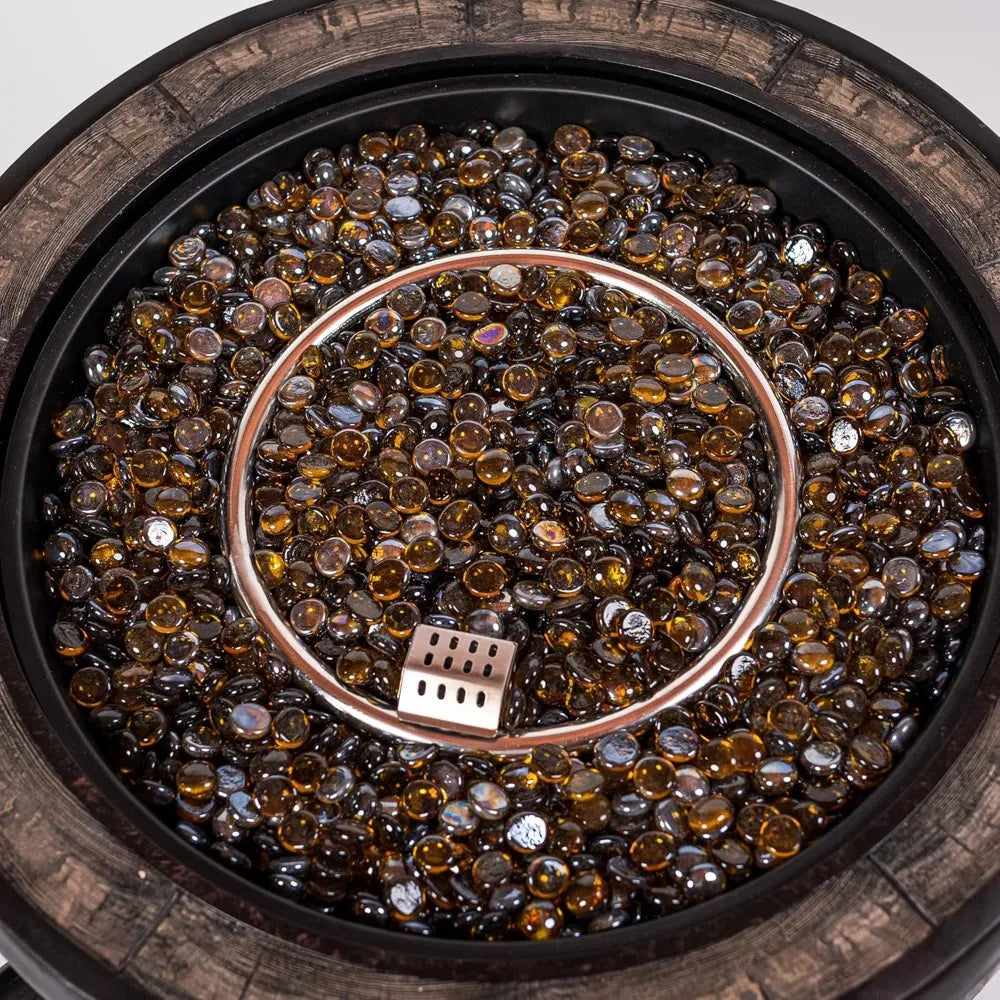 Outdoor 27 Inch Wine Barrel Gas Fire Pit With Glass FP0121P