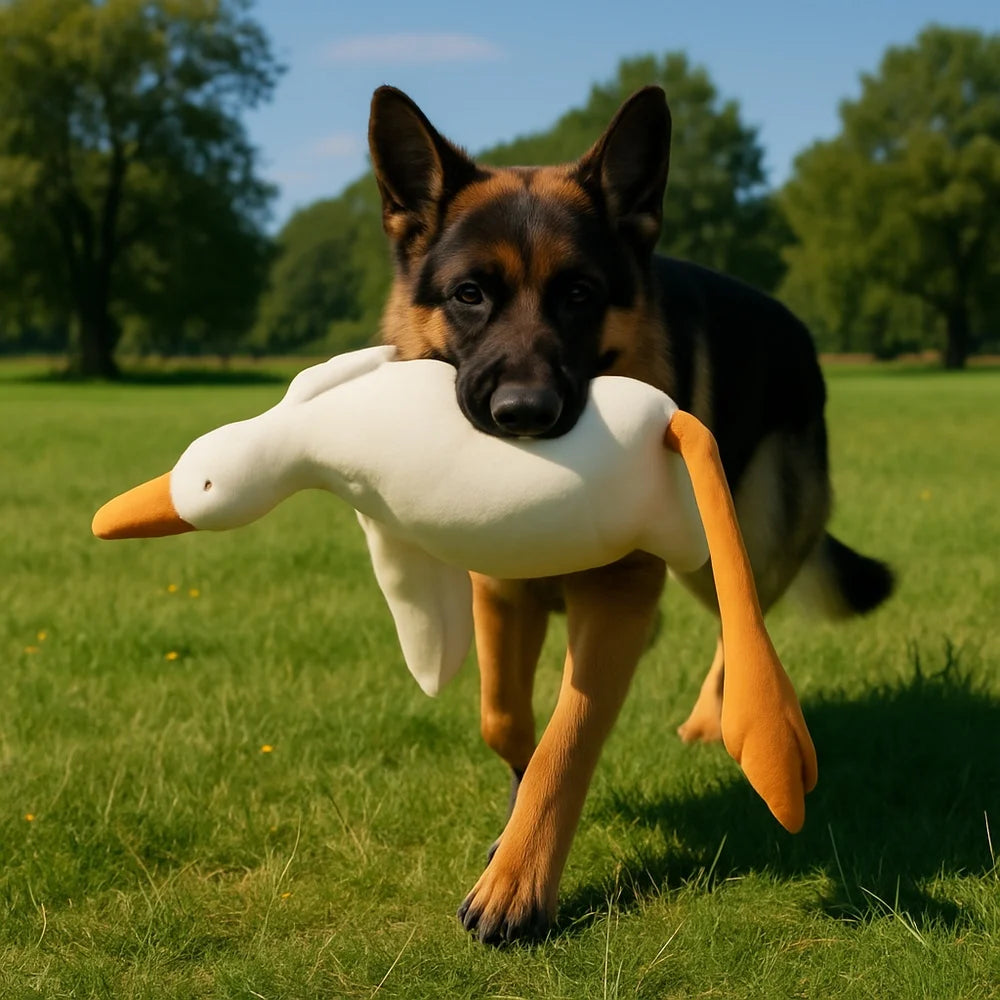 Large Plush White Duck Dog Toy Realistic Goose Design Chew And Play