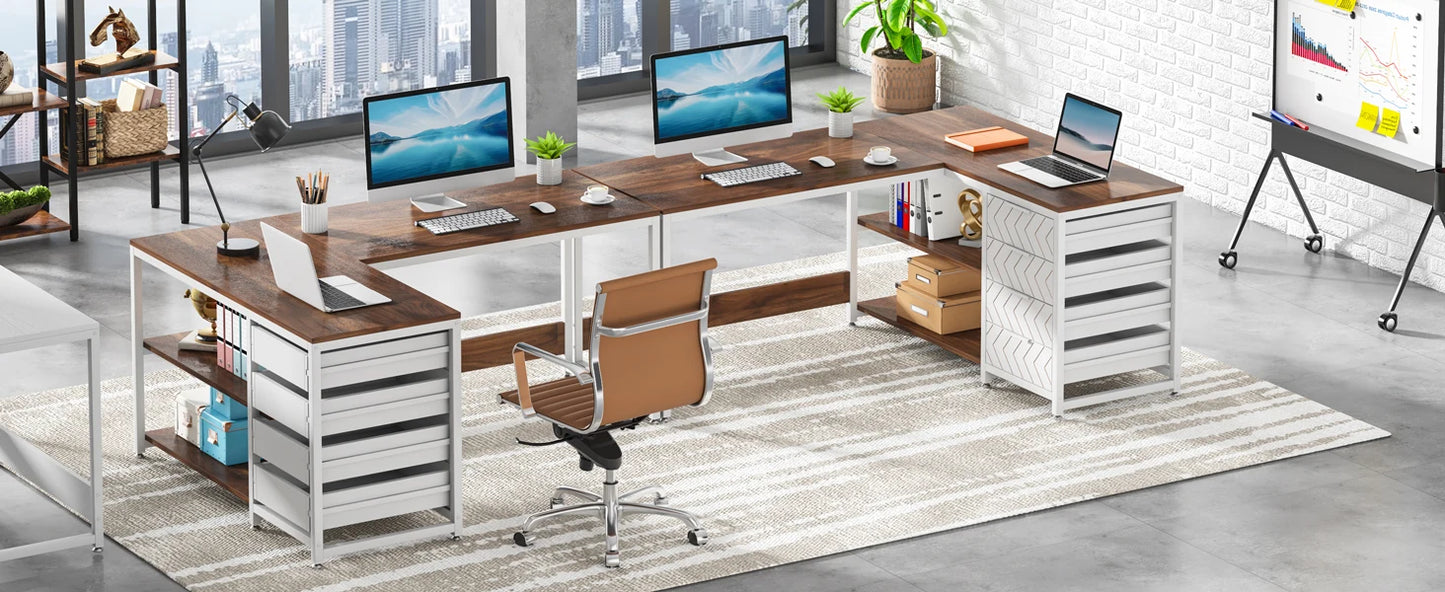 Tribesigns L Shaped Computer Desk With Storage Drawers