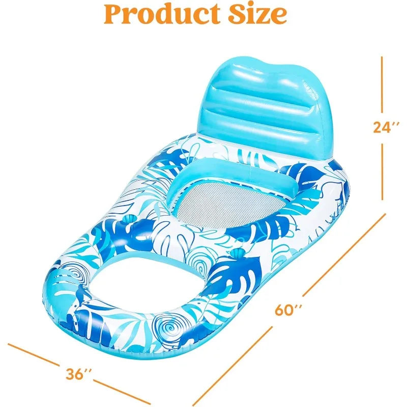 Joyfy Inflatable Adult Pool Float Lounger Recliner Chair For Summer Water Party