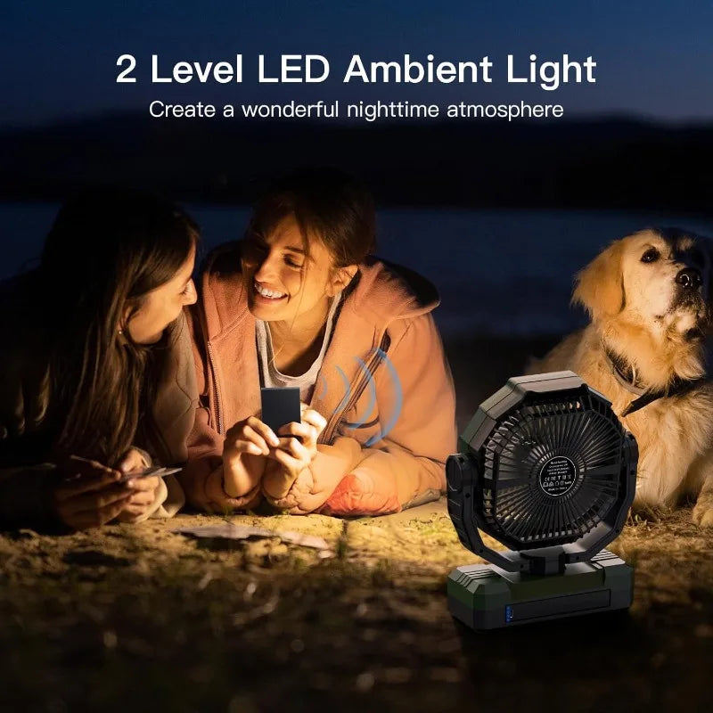 Three In One Camping Fan Portable Rechargeable With Remote