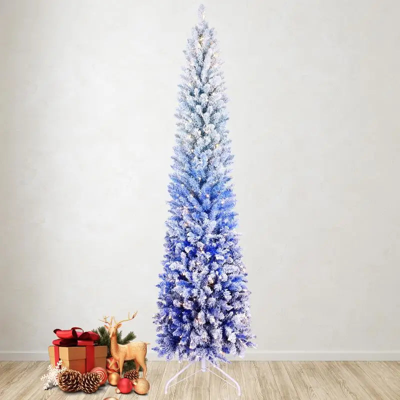 7Ft Blue Gradient Flocked Christmas Tree 300 Warm WhiteLEDs