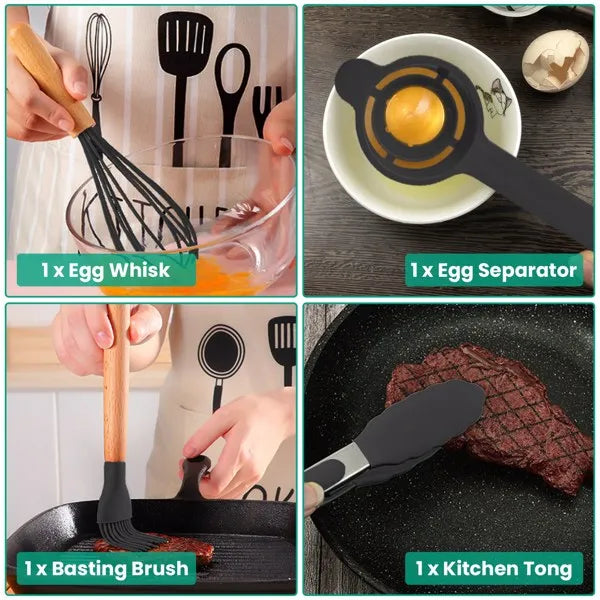 35Pcs Kitchen Cooking Utensils Set Spatula Set Baking Utensils Kitchen Accessories with Holder