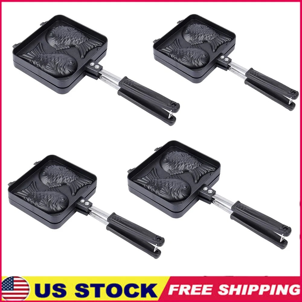 Japanese Fish Shaped Cake Waffle Maker Set of Four Non Stick Cast Bakeware Kitchen Tool Holiday Gift Cooking Supplies