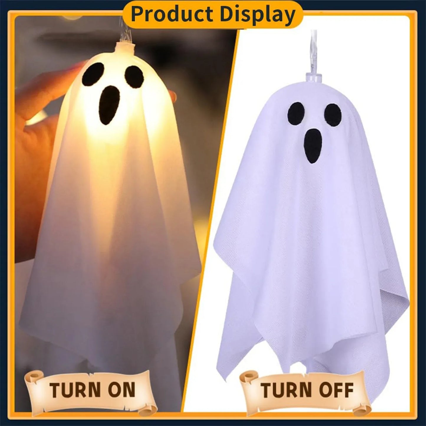 Halloween Decorations Hanging Ghosts 10pcs Spooky Ghosts String Lights for Front Yard Patio Garden Party Porch Decor