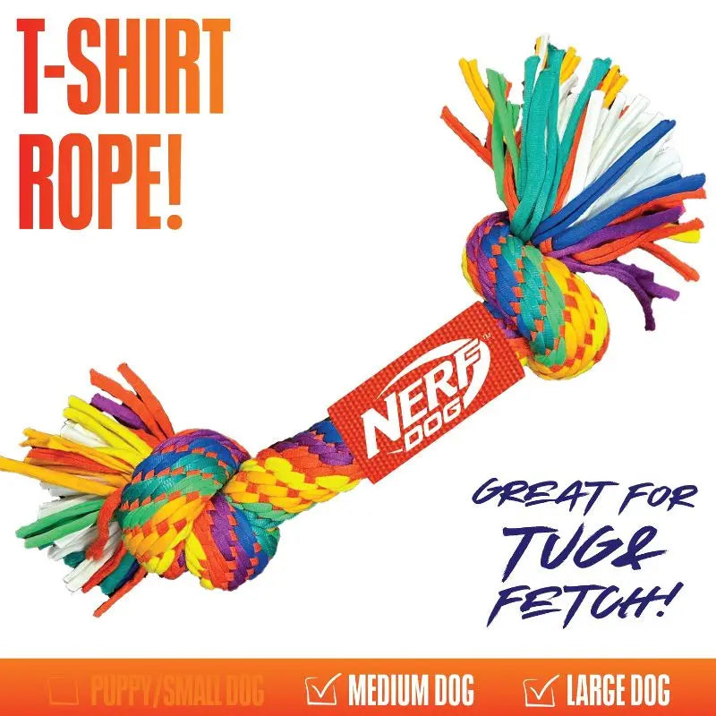2 Inch T Shirt Rope Dog Toy With 2 Knots Thick Woven Tug