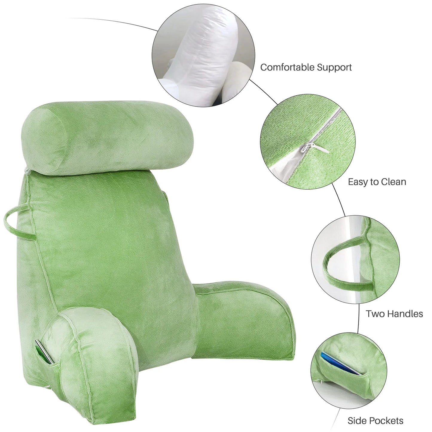 Headboard Pillow Triangle Cushion Large Bolster Backrest Support Wedge Sleeping Pillow for Bed
