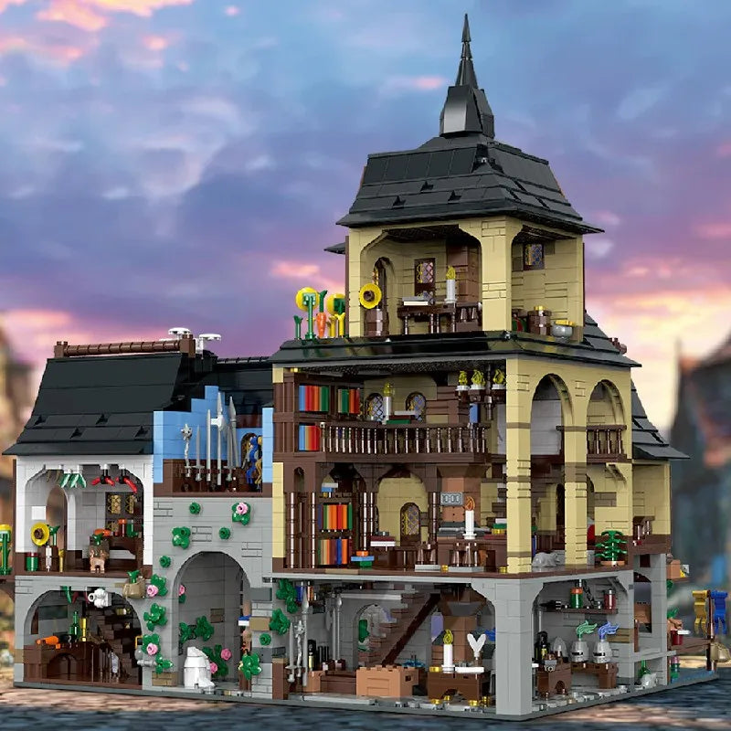 3867 Pcs Medieval Europe Towns Buildings Blocks Street View Village Model Kit