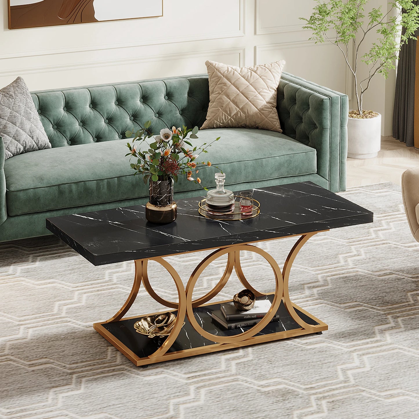 Tribesigns Rectangle Coffee Table 47.24 Inch Modern