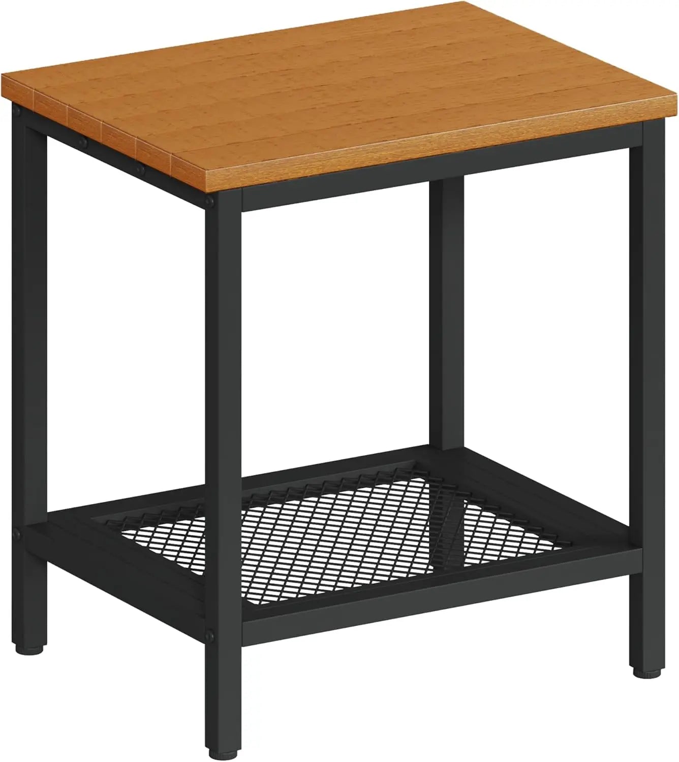 XIUWO Outdoor Side Table With Storage 2 Tier Weather Resistant Bamboo Black