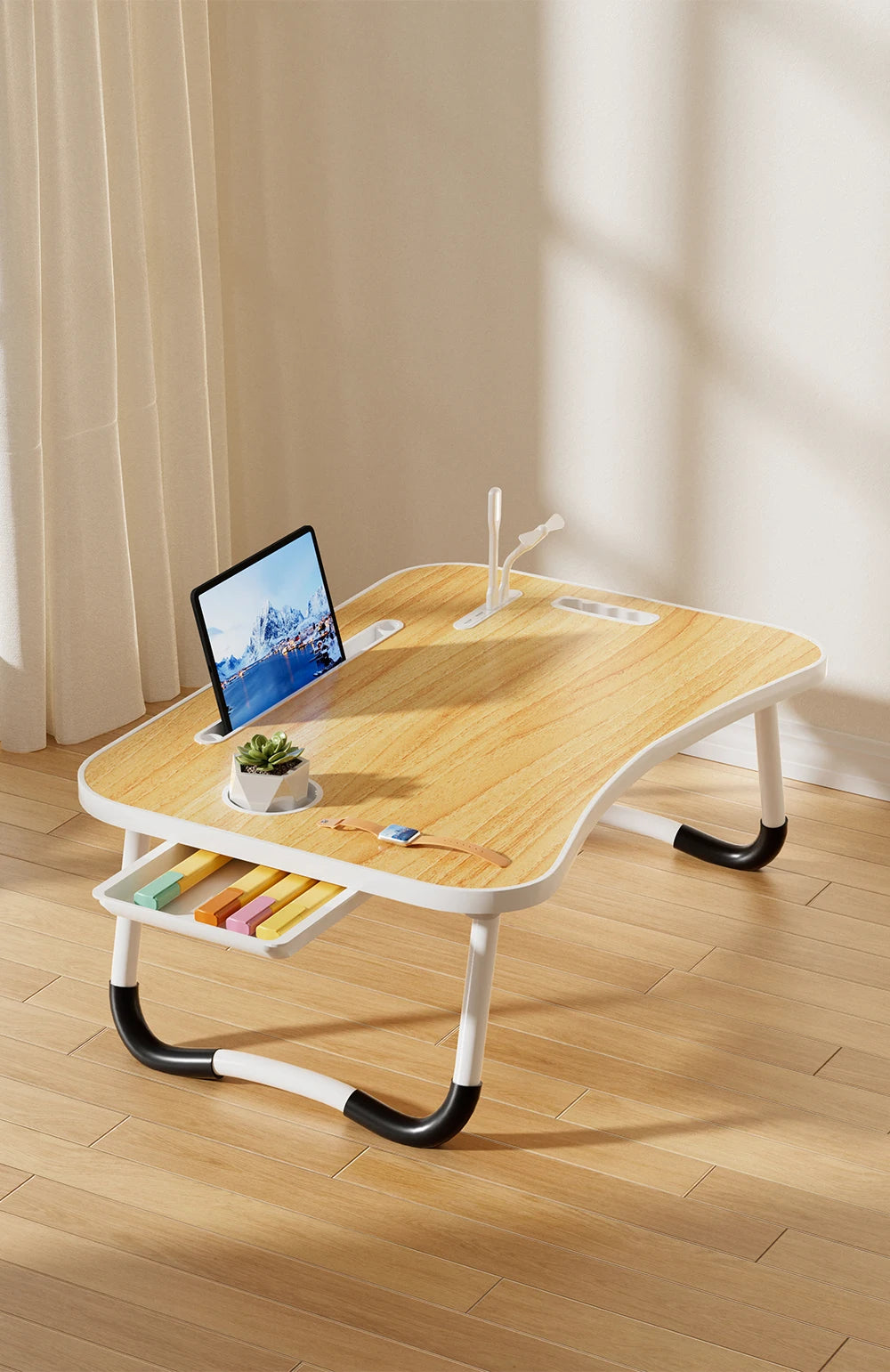 Foldable Portable Laptop Desk With USB Light Cup Holder