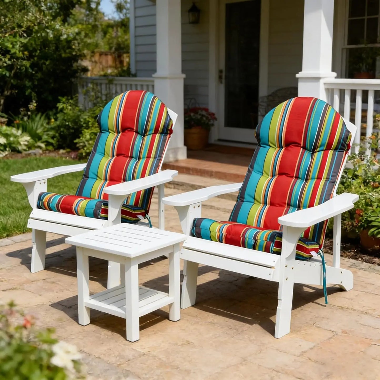 Weather Resistant Adirondack Chair Cushions High Back Indoor Outdoor Tufted Pads