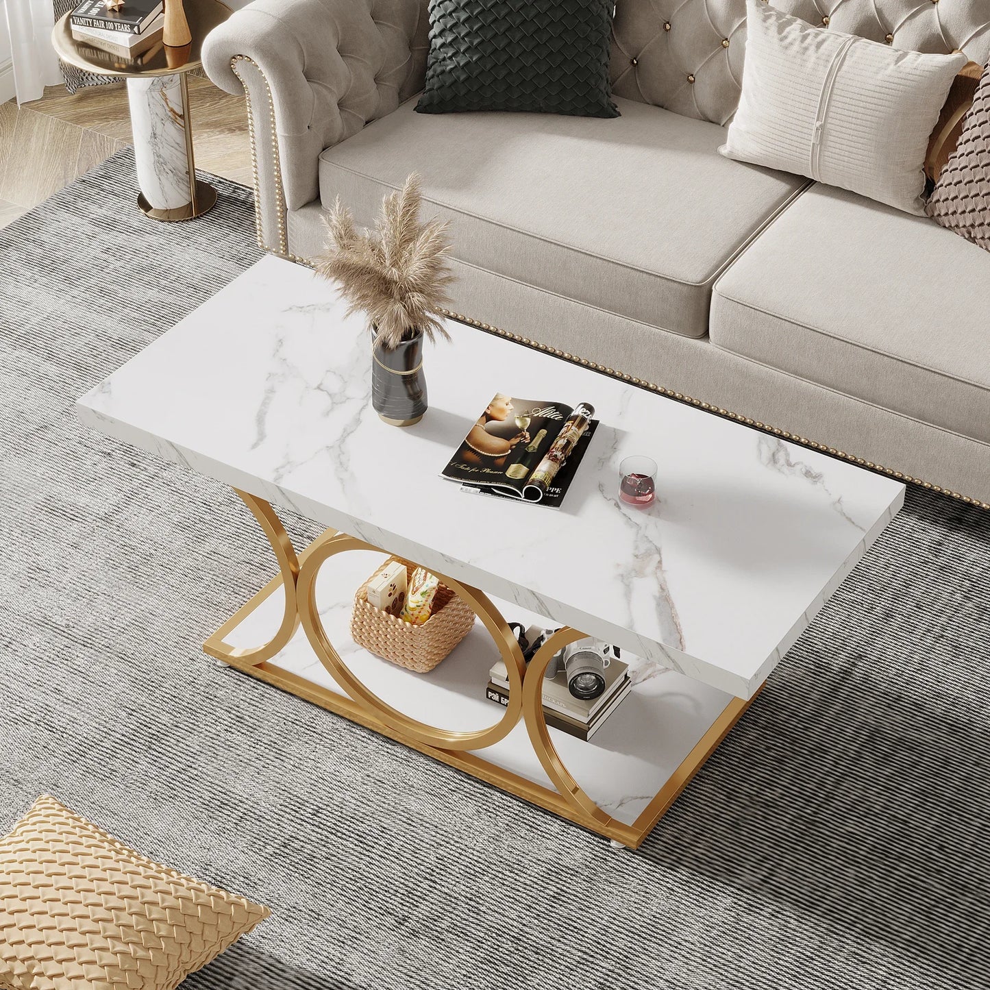 Tribesigns Rectangle Coffee Table 47.24 Inch Modern