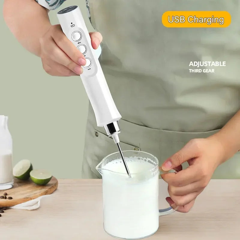 3 In 1 Wireless Handheld Electric Milk Foam Machine Mini Frother Maker Cappuccino Coffee Whisk Mixer Foamer